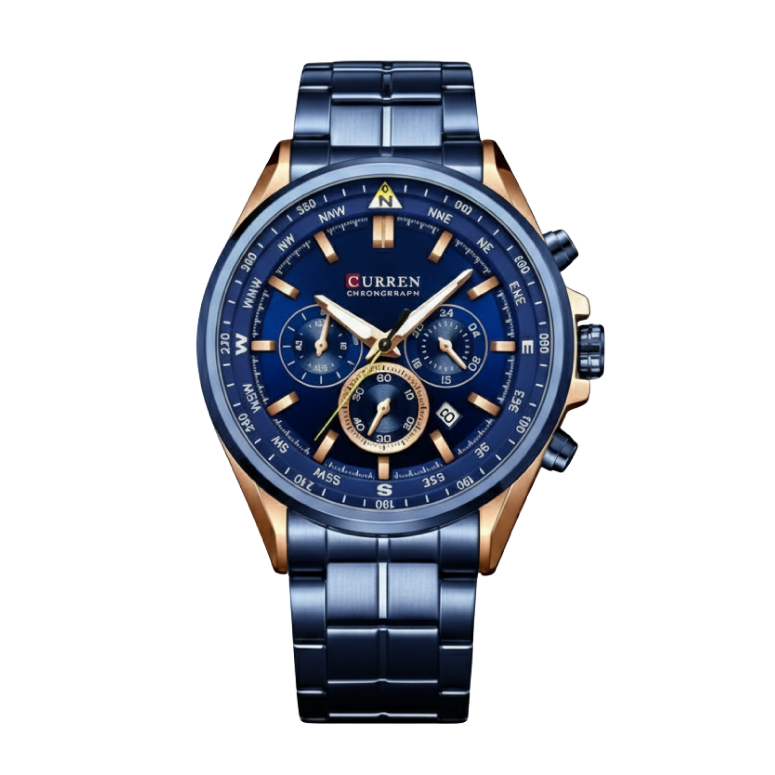 Montre Chronographe Homme Élégante Bleue et Dorée - Pièce d'Horlogerie de Luxe CURREN