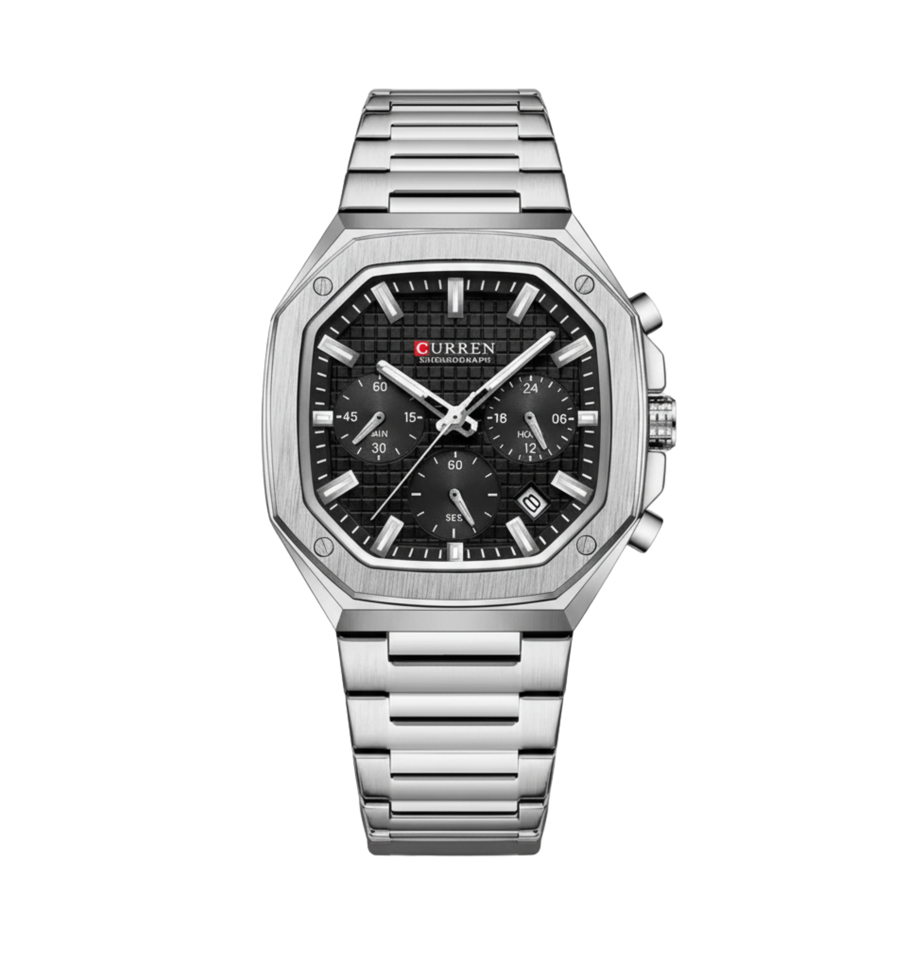 Montre Homme Curren 8459 – Fond Noir Carré en Acier Inoxydable