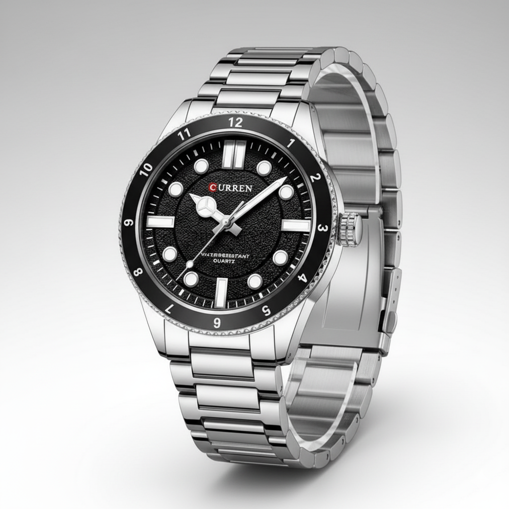 Montre Homme Curren 8450 Fond Noir – Chronographe Élégant en Acier