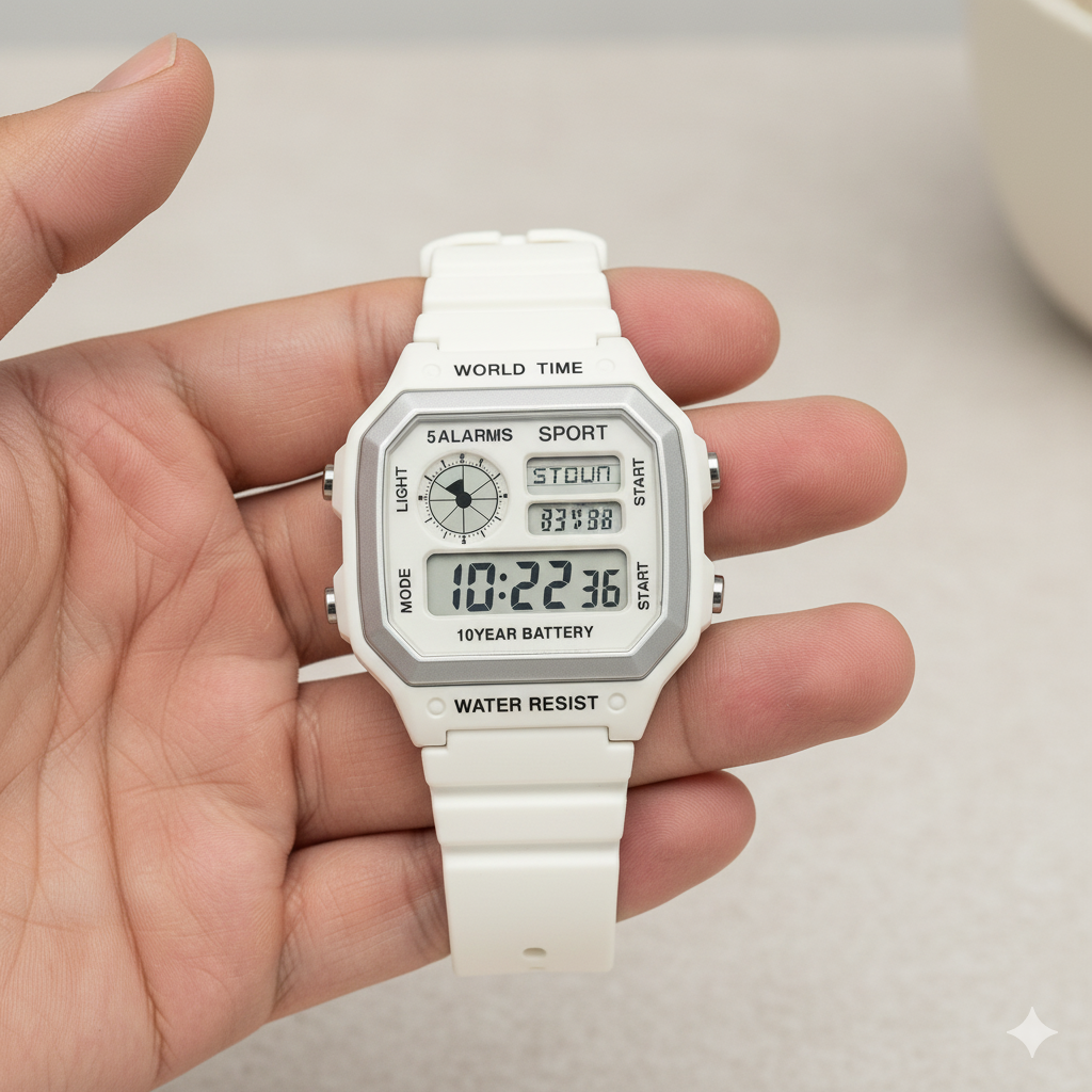 Casio AE-1200WH White Edition – Montre Digitale Blanche “Casio Royale” au Style Élégant et Moderne