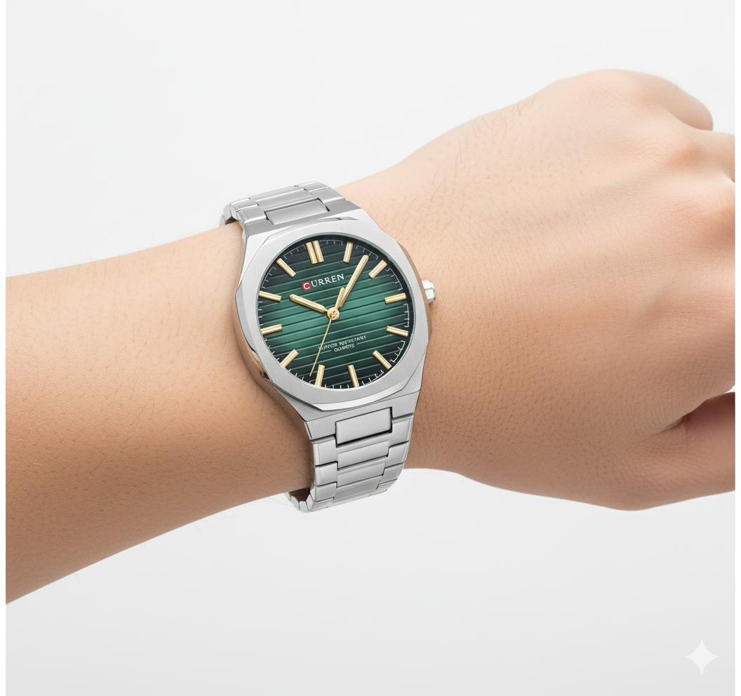 Montre Homme Curren 8456 – Cadran Vert & Design Raffiné