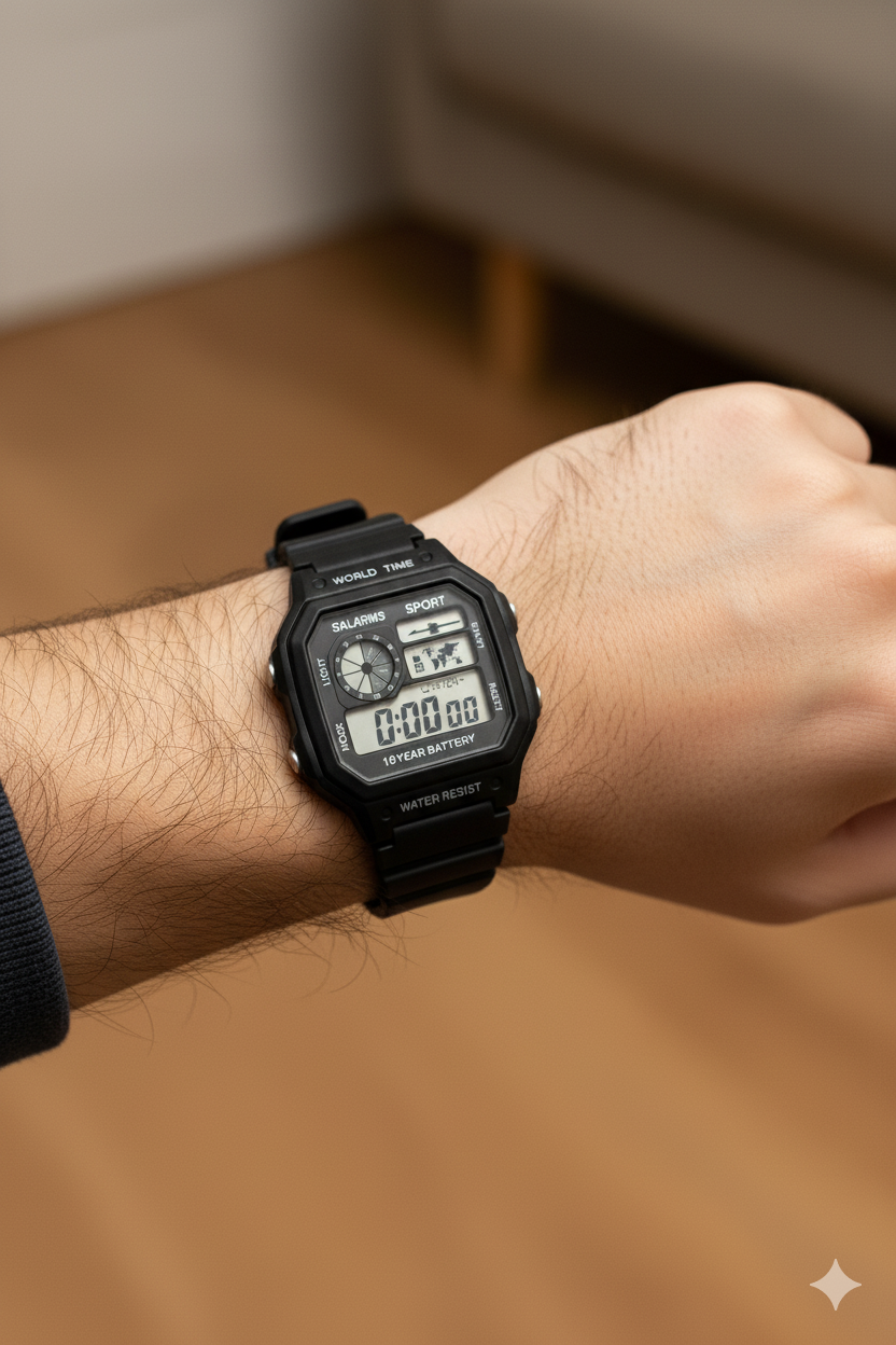 Casio AE-1200WH – Montre Digitale Homme “Casio Royale” au Style Rétro et Multifonction