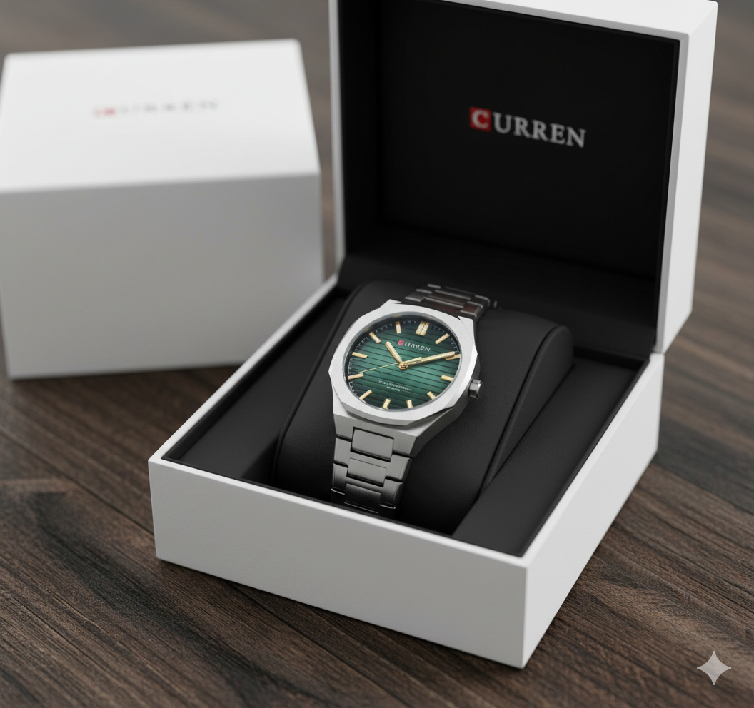Montre Homme Curren 8456 – Cadran Vert & Design Raffiné