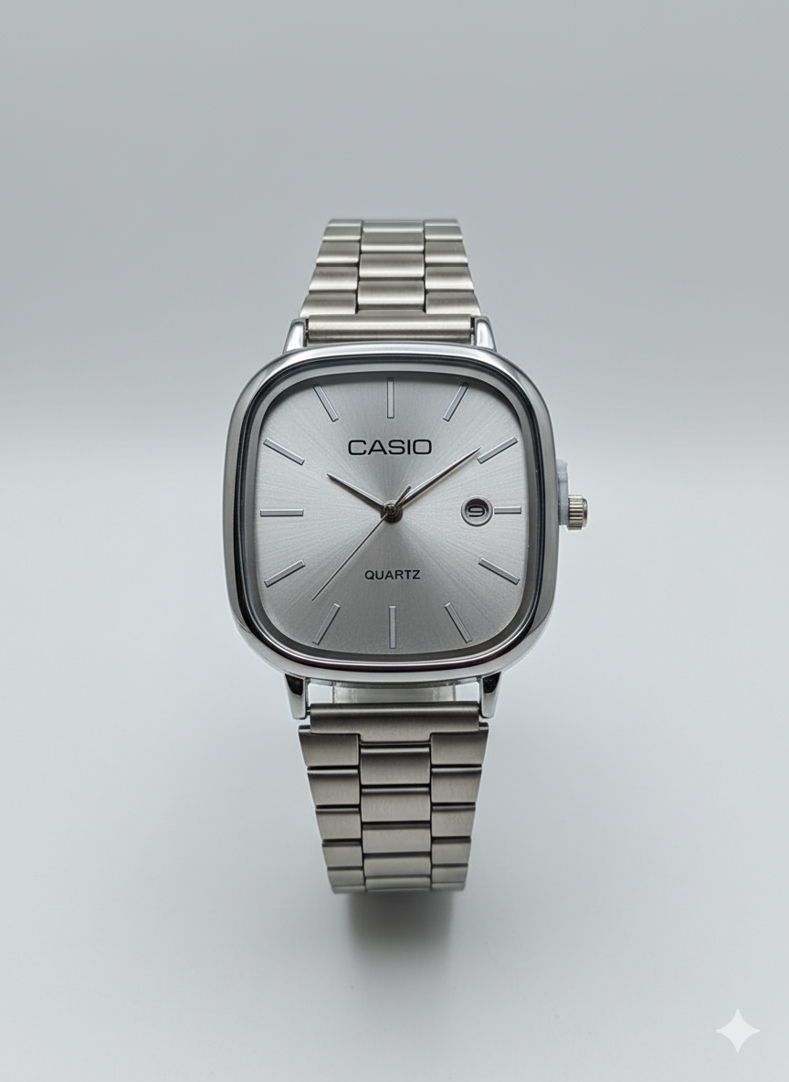 Montre casio  Analogique Carrée Classique - Acier Inoxydable Argenté