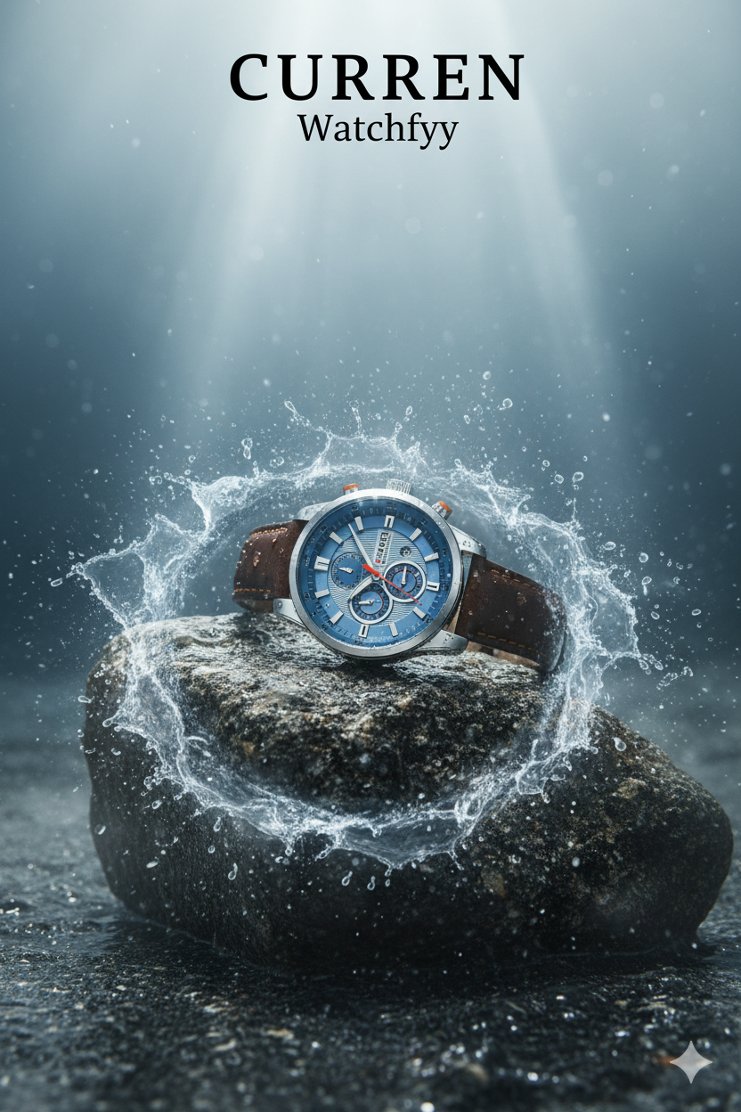 Montre Homme Curren 8291 Marron – Cadran Bleu Ciel, Bracelet Cuir