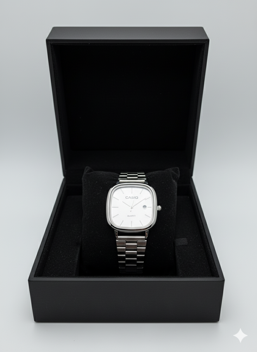 Montre casio  Analogique Carrée Classique - Acier Inoxydable Argenté
