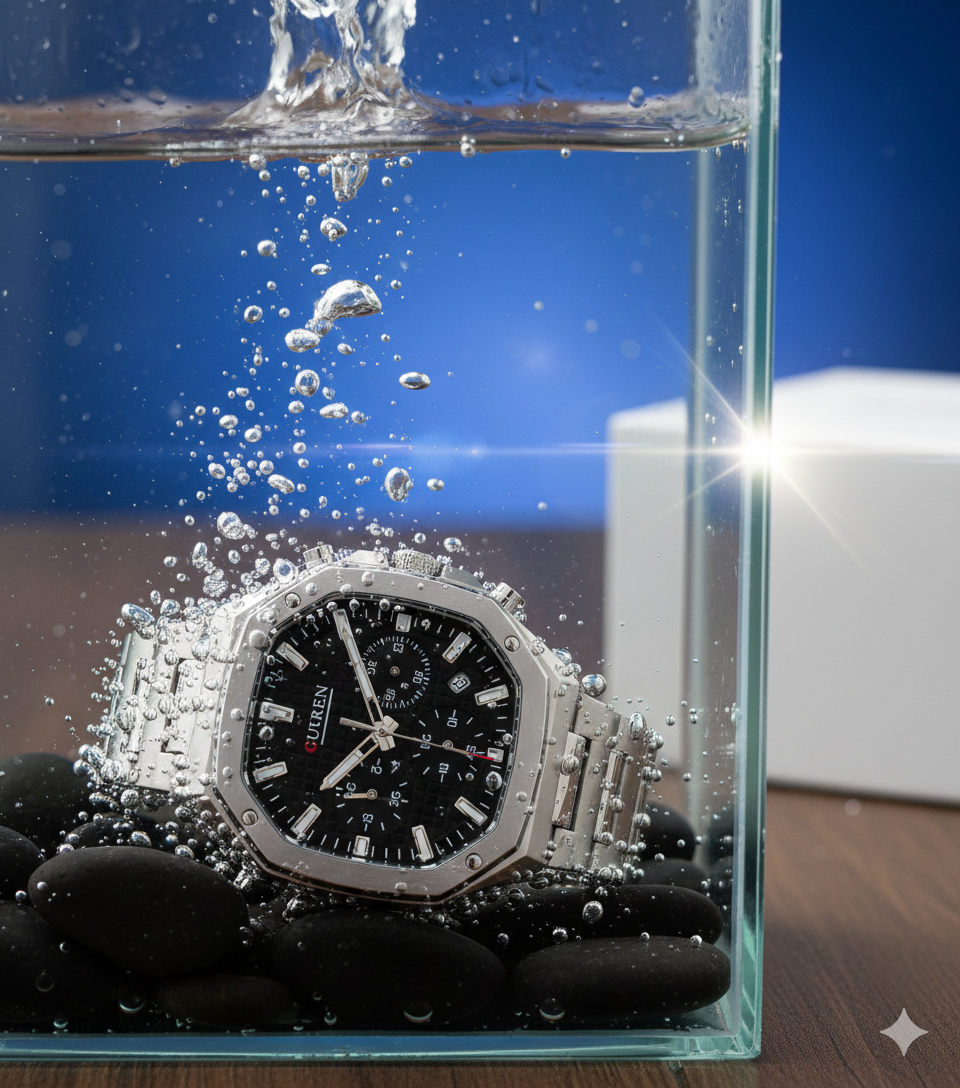 Montre Homme Curren 8459 – Fond Noir Carré en Acier Inoxydable