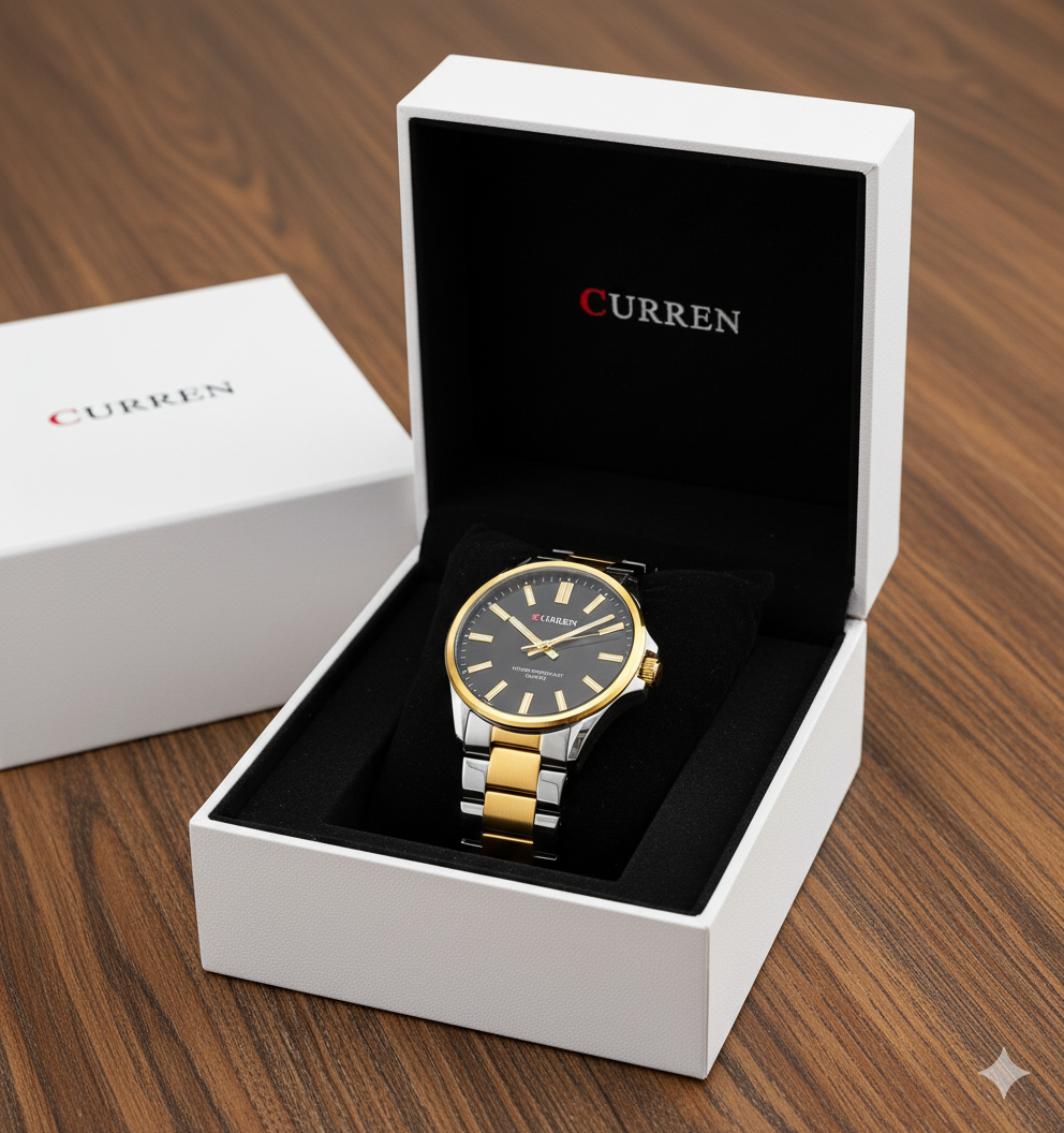 Montre Homme Curren C9090L – Cadran Noir Élégant en Acier Inoxydable