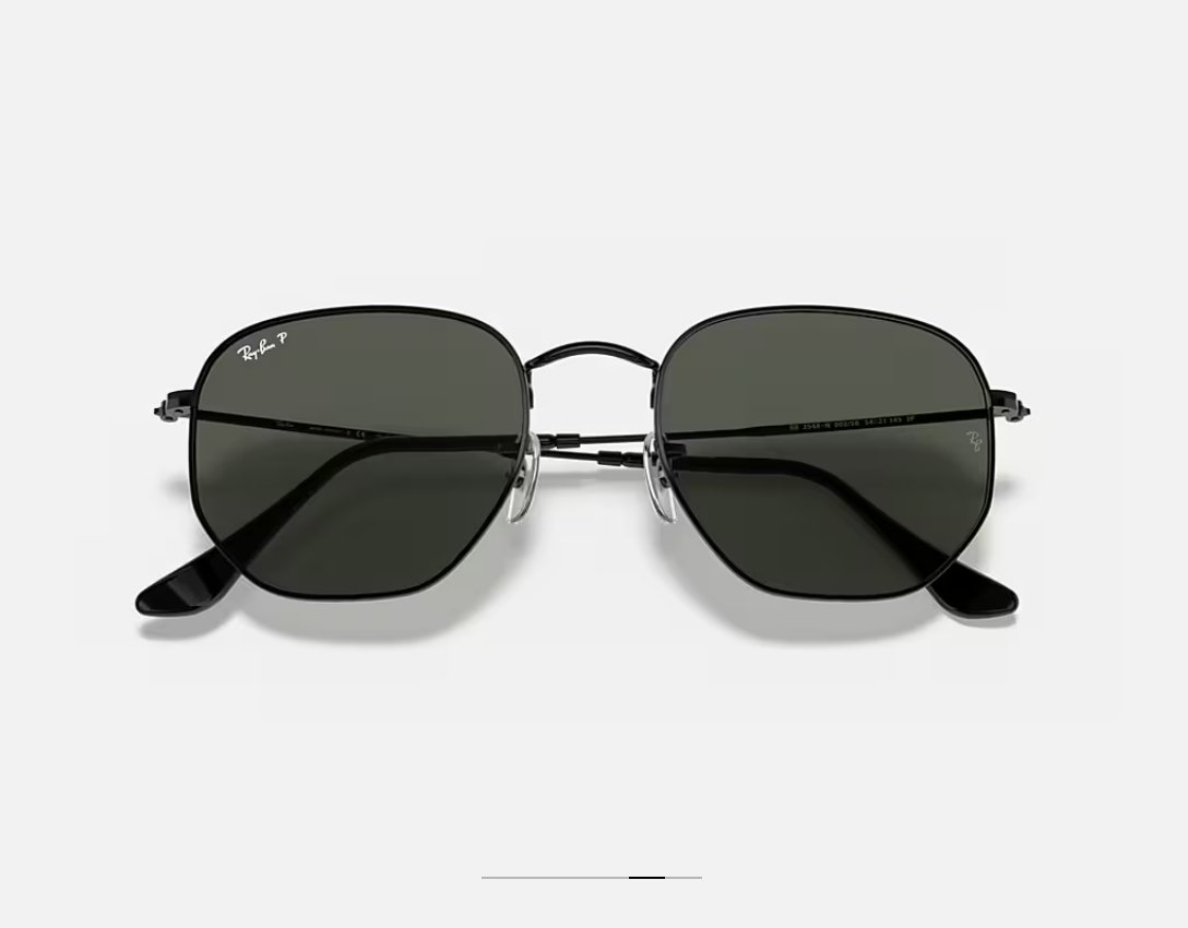 Ray-Ban Hexagonal Noir Polarisé – Monture Métal Black & Verres Green P