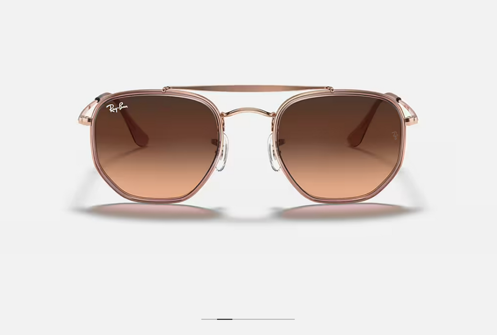 Ray-Ban Hexagonal Double Pont – Monture Or Rose & Verres Bruns Dégradés