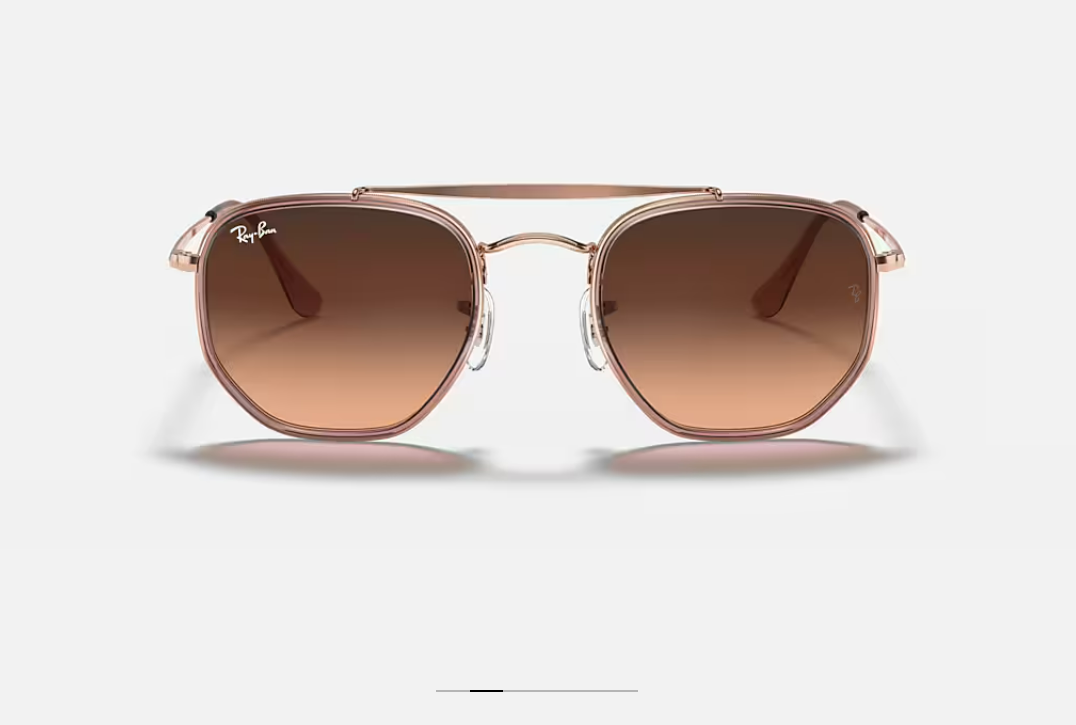 Ray-Ban Hexagonal Double Pont – Monture Or Rose & Verres Bruns Dégradés