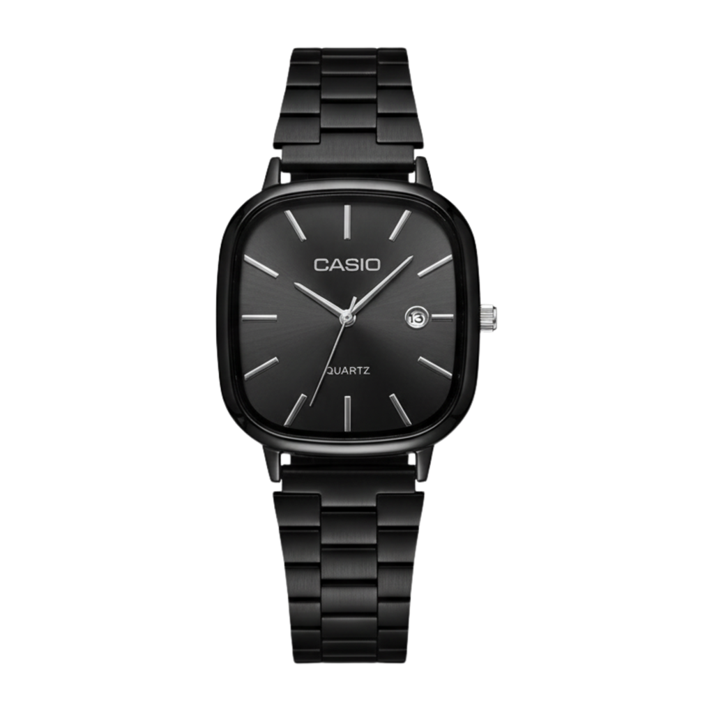 Montre Casio Analogique Noire Carrée en Métal | watchfyy