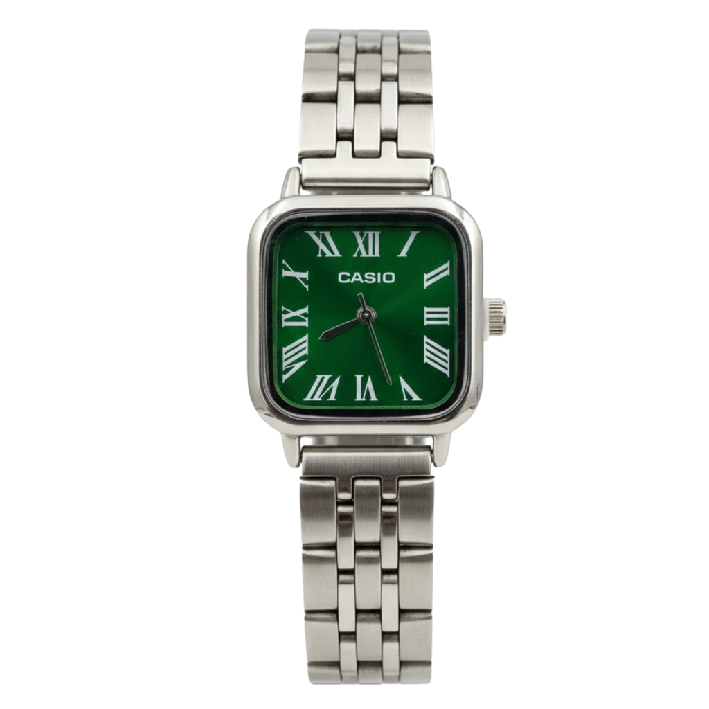 Montre Casio Femme Chic Vintage Carrée Vert Émeraude