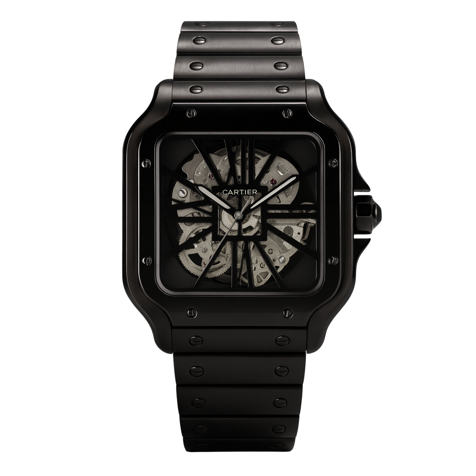 Cartier Santos Skeleton Noir – Edition Acier Black Metal