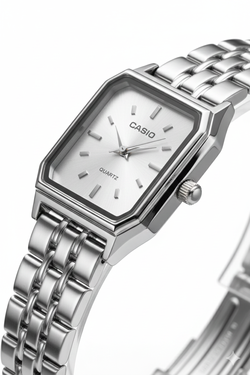 Montre Casio Carrée Femme Acier Argenté - Élégance Intemporelle Quartz