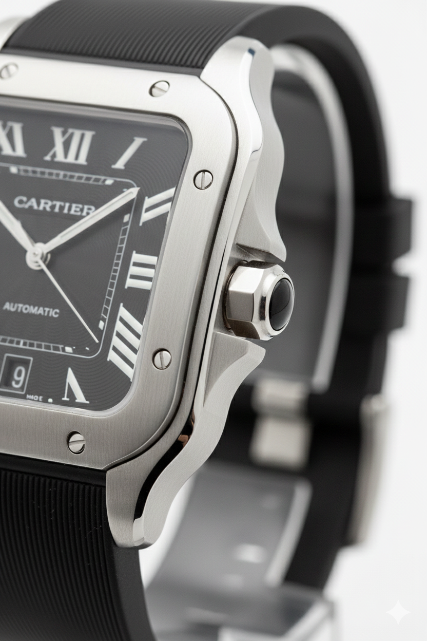 Montre Cartier Santos – Cadran Blanc & Boîtier Argent | Design Classique & Luxe