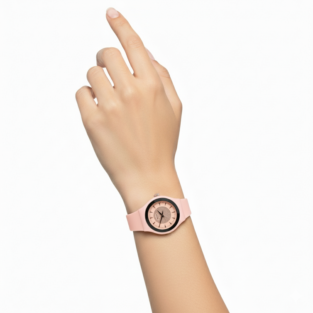 Montre Swatch Rose Poudré Scintillante avec Cadran Cristallisé