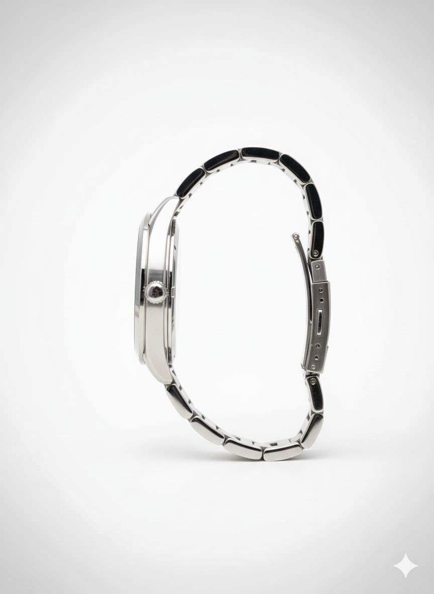 Montre Quartz Homme Argentée Classique avec Aiguille Rouge - Écrin Cadeau de Luxe