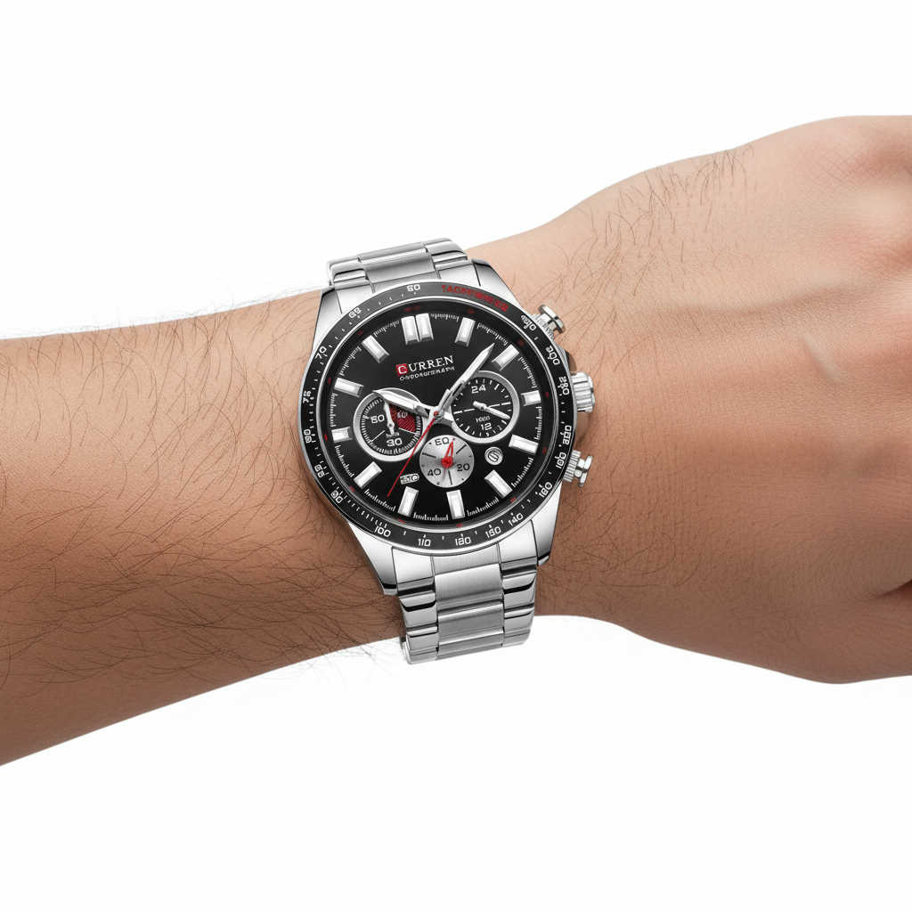 Montre Homme Curren 8418 — Finition Argent & Fonctions Chronographe