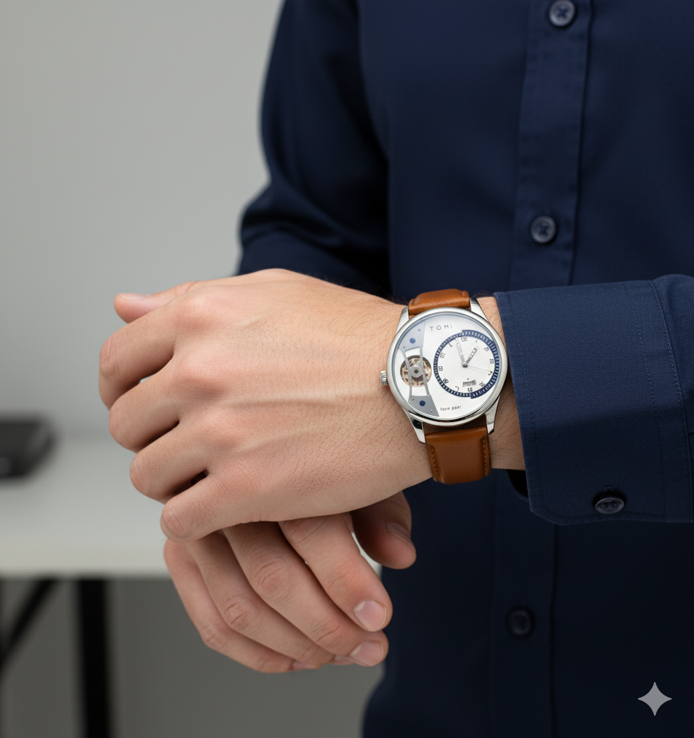 TOMI Classic Set – Montre Multifonction + 2 Bracelets Interchangeables (Noir & Marron)