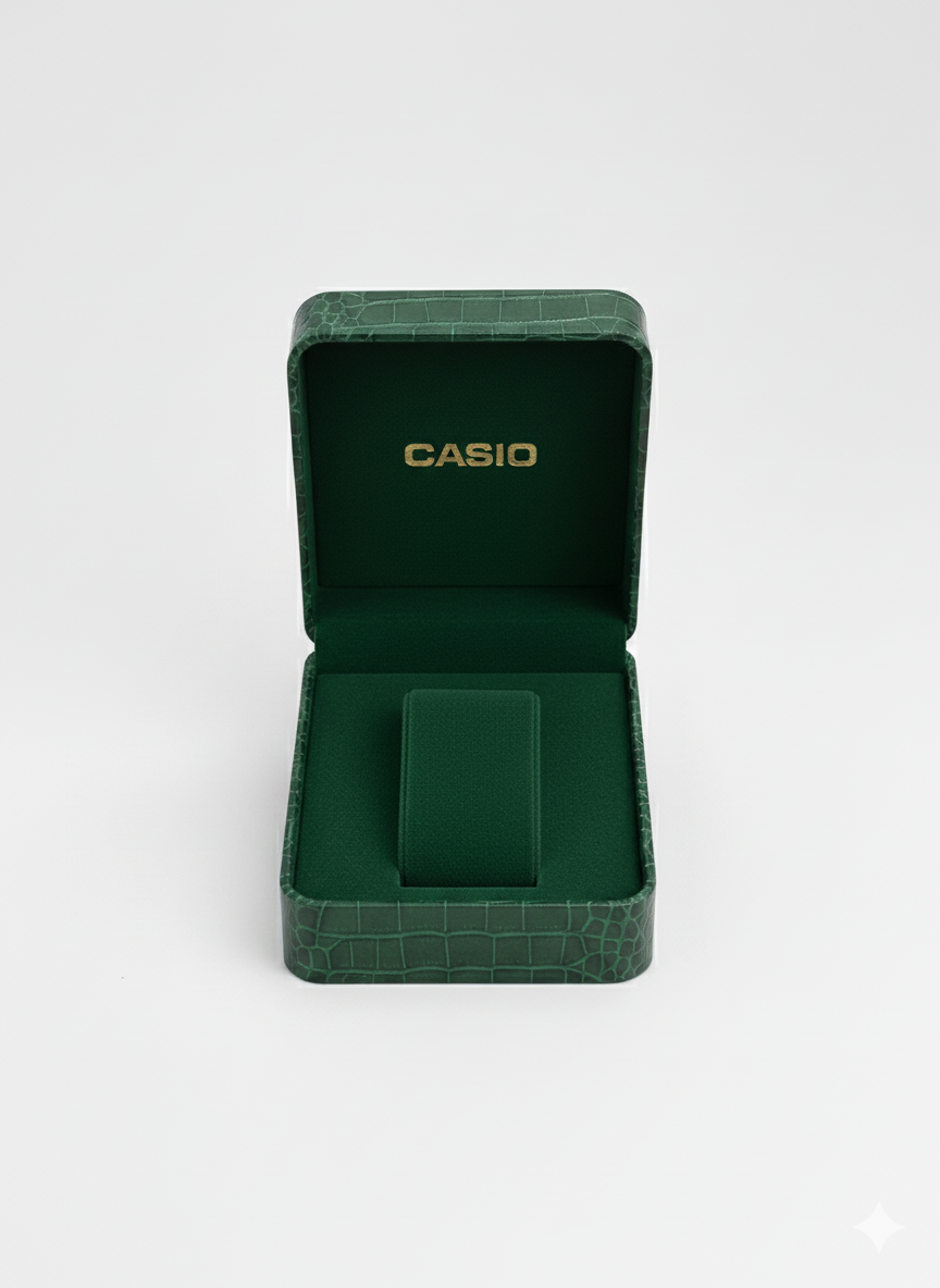 Casio Élégance Verte – Montre Femme Cuir Vert Classique