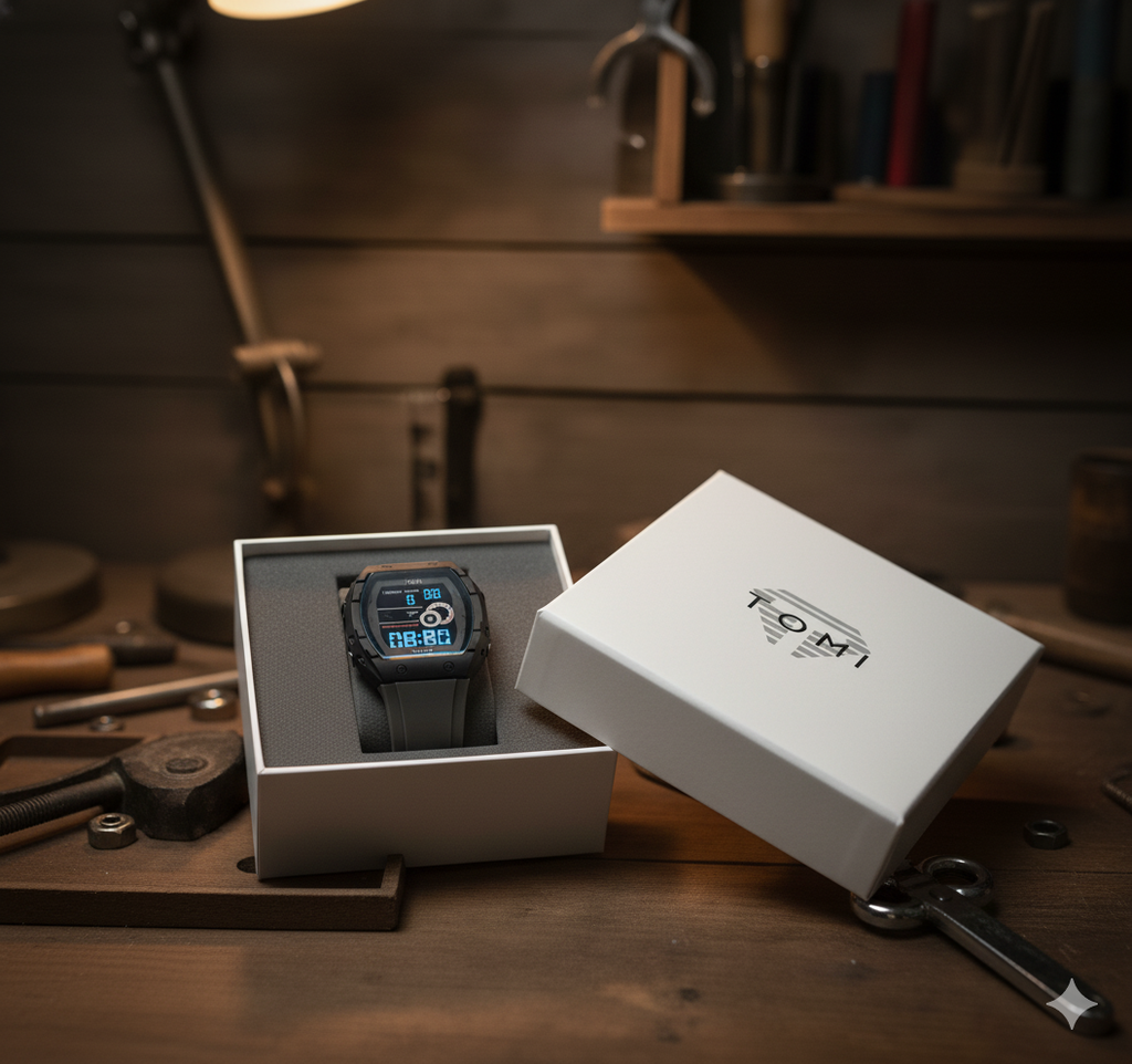 Montre Digitale TOMI Chronographe Noire avec Écran Lumineux – Étanche 30M