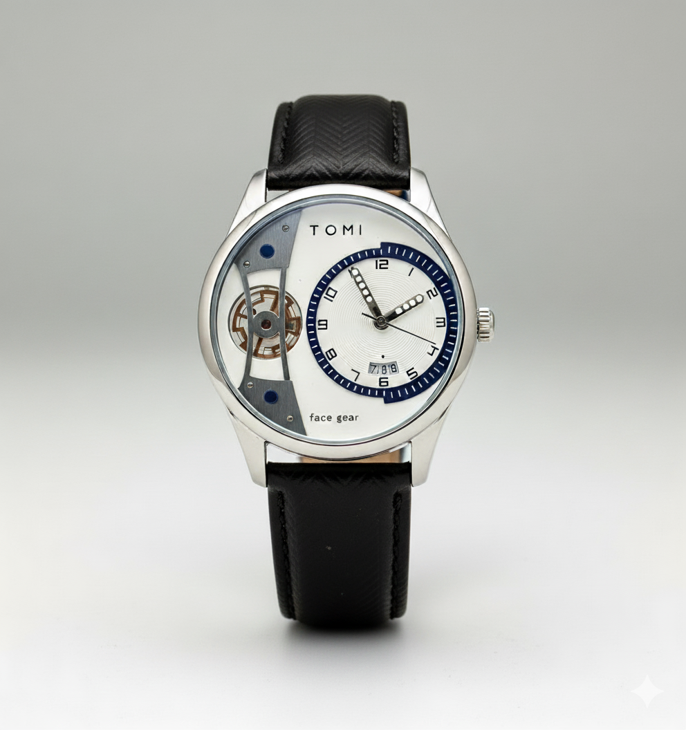 TOMI Classic Set – Montre Multifonction + 2 Bracelets Interchangeables (Noir & Marron)