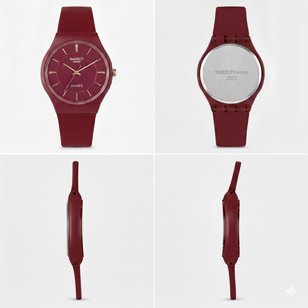 Swatch Femme Rouge Élégante – Montre Quartz Swiss Design | Résistante à l’eau & Garantie 2 Ans