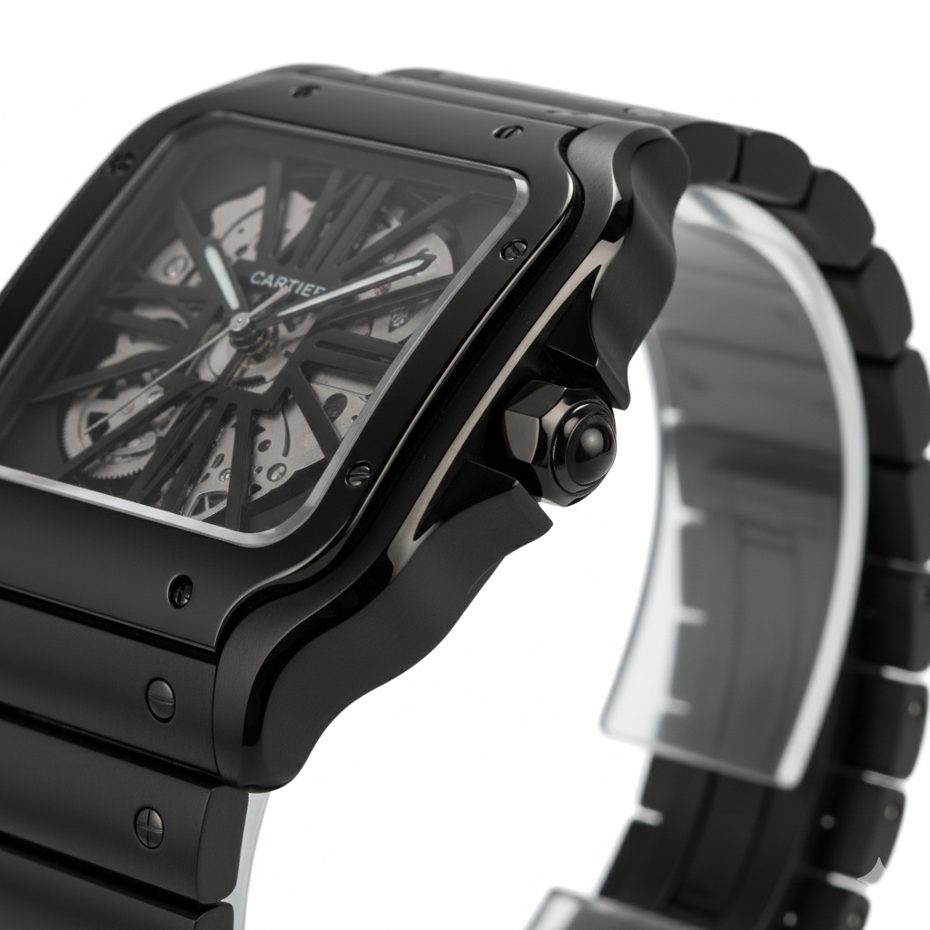 Cartier Santos Skeleton Noir – Edition Acier Black Metal